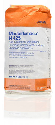MASTEREMACO N 425 BAG 43 LBS - Non-sag concrete repair mortar with integral corrosion inhibitor for vertical and overhead applications